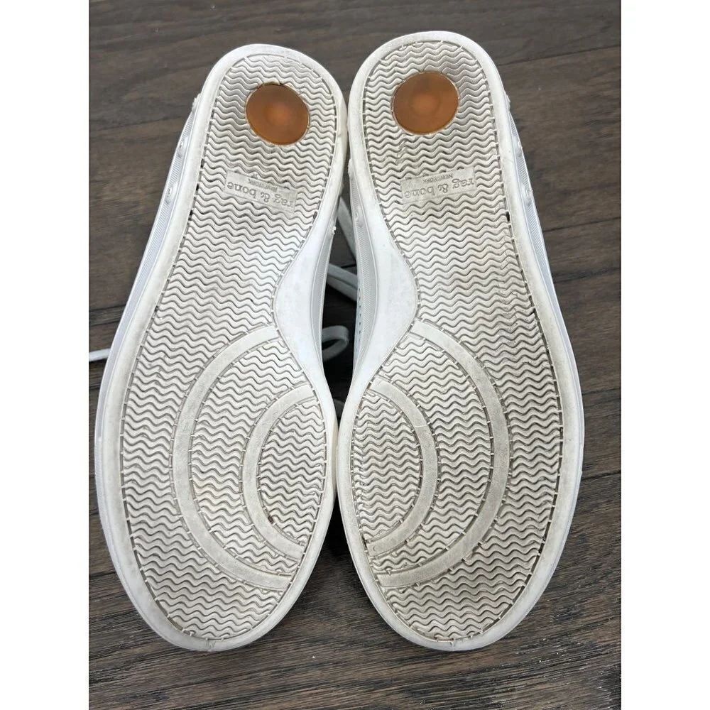 RAG & BONE Standard Issue Lace Up Perforated Leather Sneaker White Sz 39.5 EUC